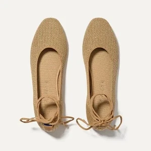 Rothy's The Square Wrap Planos en Dorado Brillo Rayas Tobillo Cordones Correas Talla 9 - Imagen 1 de 7