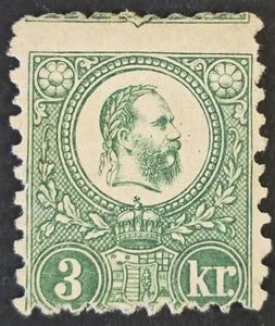 HUNGARY 1871 Mint Hinged 3 Kr Green Yvert #8 - Picture 1 of 2