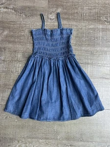 Gap Girls Dress Smocked Denim Dress M Sleeveless Washwell Denim NWOT Gap Kids - Picture 1 of 10
