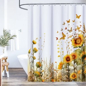Schmetterling Sonnenblume Duschvorhang gelb Sonnenblume Badevorhang Landhaus Bad - Bild 1 von 7