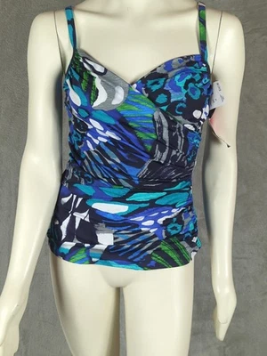 Top de natación MAGICSUIT BY Miraclesuit Arianna Tankini entrecruzado acanalado talla 14 Foto 1 de 4