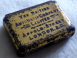 Patente antigua rara de Jahncke, lata British Automatic Co. Bryant & May Vesta - Imagen 1 de 18