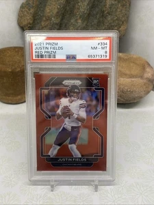 2021 Prizm JUSTIN FIELDS RC True Retail Red Super Rare SSP PSA 8 BEARS JETS c340 - Picture 1 of 6