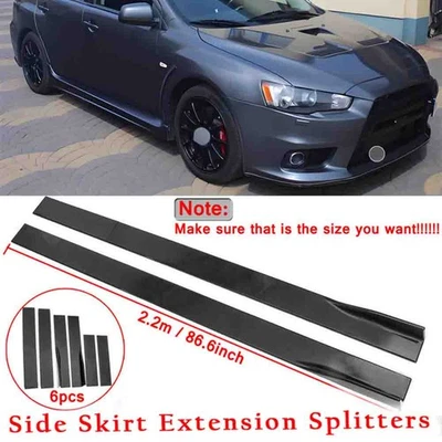 For Mitsubishi Lancer Evolution X EVO-X Car Side Skirt Extension Splitter 86.6'' - image 1 of 4