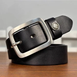 Echt Leder Taillengürtel Edelstahl Schnalle Bund Unisex Freizeit Punk Gürtel - Bild 1 von 14