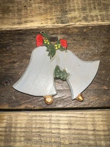Vintage Howard Anderson Carved Bells Wooden Christmas Ornament - Picture 1 of 4