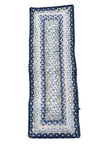 Vintage Indore Home Wedgwood gewebter Tischläufer blau gelb weiß 13” x 36” - Bild 1 von 8