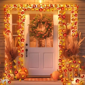 2 Pack Fall Decorations for Home Maple Leaf Lights Multicolored, Total 20Ft 40LE - Imagen 1 de 6
