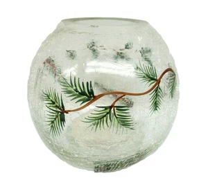 Fifth Avenue Kristall Rundes Knisterglas Teelichthalter Kiefernzweige Weihnachten - Bild 1 von 12