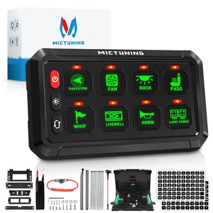 MICTUNING P1S-G08X 8 Gang Green Switch Panel LED Light Bar Relay System Marine - Picture 1 of 24