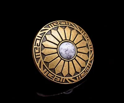 10X Antique Brass Sun Flower Leathercraft Belt Decor Metal Conchos White Bead - Image 1 of 4