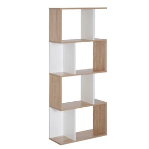 HOMCOM Mobile Libreria Moderno a 4 Ripiani 60x24x148cm Bianco e Legno Naturale - Foto 1 di 10