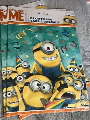 24 Despicable Me Minion Favor Goody Bags Birthday Treat Loot Sacks 3- (8 packs) - Image 1 of 2