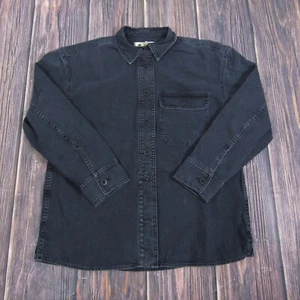 Madewell NEW NWT Womens XS Black Denim Oversized Popover Shirt NN954 - Picture 1 of 5