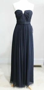 NWT J CREW LONG DRESS SILK CHIFFON FORMAL GOWN PROM NADIA 2 & 10 NAVY BLUE 03140 - Picture 1 of 3