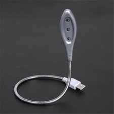 Bending Metal USB Book Reading Lamp with 3 LED Lights Gooseneck Light