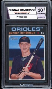 2020 Topps Heritage Minor League #92 Gunnar Henderson RC Graded 10 MGS Gem MINT