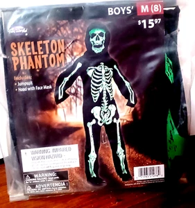 Skeleton Phantom Costume Boys Medium Size 8 Fun World - Picture 1 of 3