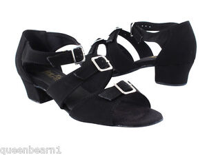 Women's West Coast Swing Dance Shoes Size 8 low Heel 1.5 Black Nubuck 1679