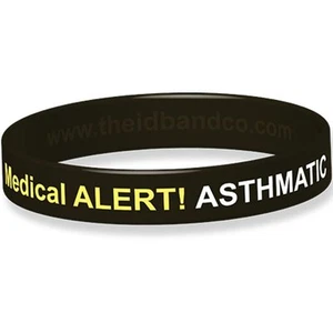 Asthmatic Medical Alert Silicone Wristband - Picture 1 of 10