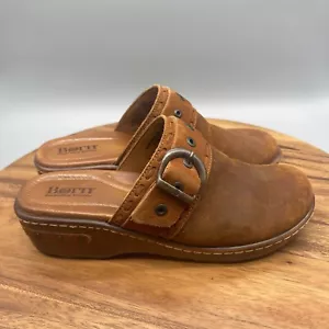 Born Mules Womens Size 9 M Brown Suede Leather Buckle Clogs Comfort - Picture 1 of 9