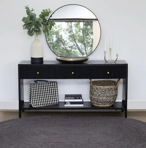Frazer Black Console Table with 3 Drawers - 150cm - Picture 1 of 17