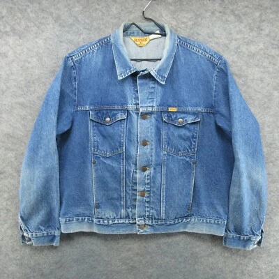De Colección Chaqueta Rustler Para Hombres XL Azul Camionero Vaquero Western Rodeo Denim Desteñido EE. UU. 90s Foto 1 de 4