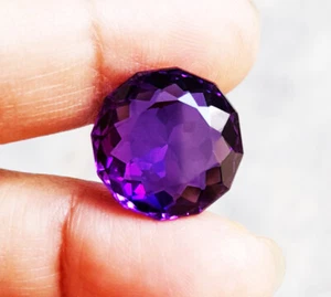 14.5x14.5mm _ROUND PURPLE AMETHYST EXCELLENT CUT, RICH COLOR_11cts. - Picture 1 of 9