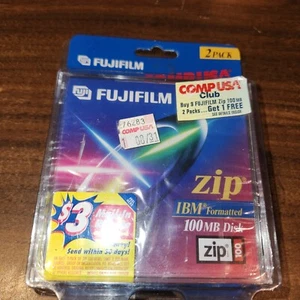FUJI FUJIFILM 100 MB Zip Drive Disks IBM Formatted 2 Pack - NEW Factory Sealed - Picture 1 of 4