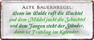 Schilderkreis24 - Blechschild Lustiger Spruch “Alte Bauernregel“ Deko Geschenkid