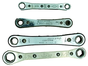 Double Side Ratcheting Wrench Set of 4 Tools Metric and SAE - Picture 1 of 7