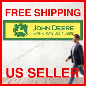 John Deere 2x8 FT Banner Flag Banner Tractor Quality Farm Fast FREE Shipping - Picture 1 of 15