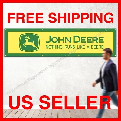 John Deere 2x8 FT  Banner Flag Banner Tractor Quality Farm Fast FREE Shipping - Image 1 of 4