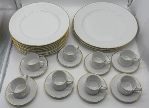 Pier 1 Gold Line Plates Monno-Bangladesh Hand painted (27 Pieces Set) - Picture 1 of 18