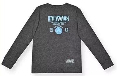 New Airwalk Big Boys Crew Neck Long Sleeves Graphic T-Shirt Charcoal Sz Large L - Image 1 of 2