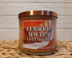 Bath & Body Works Pumpkin Spiced Cheesecake 3 Wick Candle 14.5oz HTF/Rare/Disc. - Picture 1 of 5