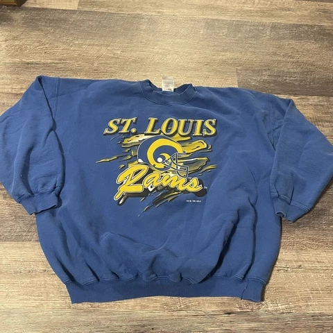 Vintage St Louis LA Rams NFL Football Gray Crewneck Sweatshirt - Men's XXl Cover