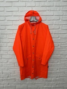 Men's RAINS Denmark Waterproof Coat Orange Trench Raincoat Size XS/S - Picture 1 of 8
