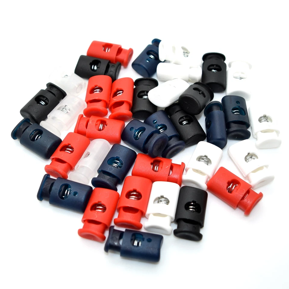 SOLA Single Hole Cord Stopper Lock Toggle Laces Stop End ⋆ Metal Spring ⋆ 5 Colours ⋆