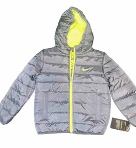 NIKE Boys JustDoIt Dark Gray&Neon Green Synthetic Fill Hoodie Jacket Size 6 New - Picture 1 of 3