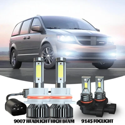 For 2001-2007 Dodge Grand Caravan LED Headlight Bulbs Hi/Lo Fog Light 6000K - Image 1 of 4