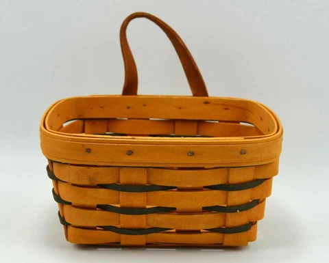 1997 Longaberger Heartland Medium Key Basket Combo with Blue Accent Weaves Cover