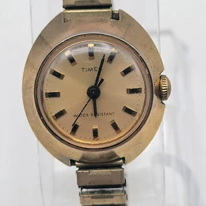 Ladies Vintage Timex Marlin Manual Wind Up UFO Watch, Gold Tone Runs 4 Repairs - Picture 1 of 9