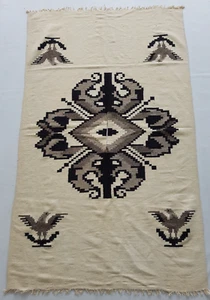 Vintage Handmade Traditional Beautiful Mexican Kilim Floor Rug Carpet 206x124 cm - Picture 1 of 13