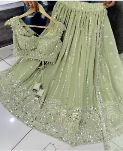 Bollywood Boda Diseñador Fiesta Ropa Lehenga Choli Indio Paquistaní Lehenga Nuevo - Imagen 1 de 10