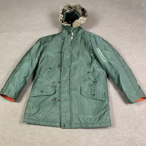 VTG SEARS SPORTSWEAR Snorkel Hooded Winter Parka Jacket Coat Size 38 Green - Picture 1 of 20