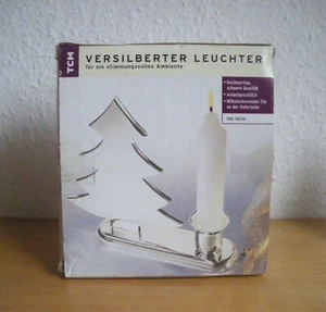 TCM Tchibo Kerzenständer Kerzenhalter Tanne Tannenbaum versilbert Deko - Bild 1 von 2