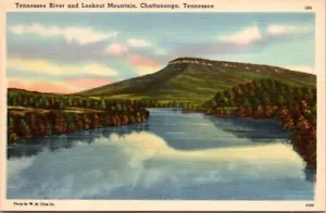Postkarte Tennessee Fluss und Aussichtsberg, Chattanooga, Tennessee, TN - Bild 1 von 2