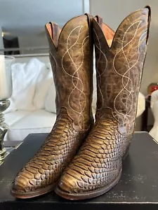 Dan Post Men's Handcrafted Exotic Matt Brushed Chocolate Python Boots Size 8 D! - Picture 1 of 20