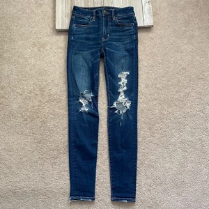 American Eagle Super Stretch X 00R Distressed Ripped Hi-Rise Jegging Jeans DB1a - Bild 1 von 12